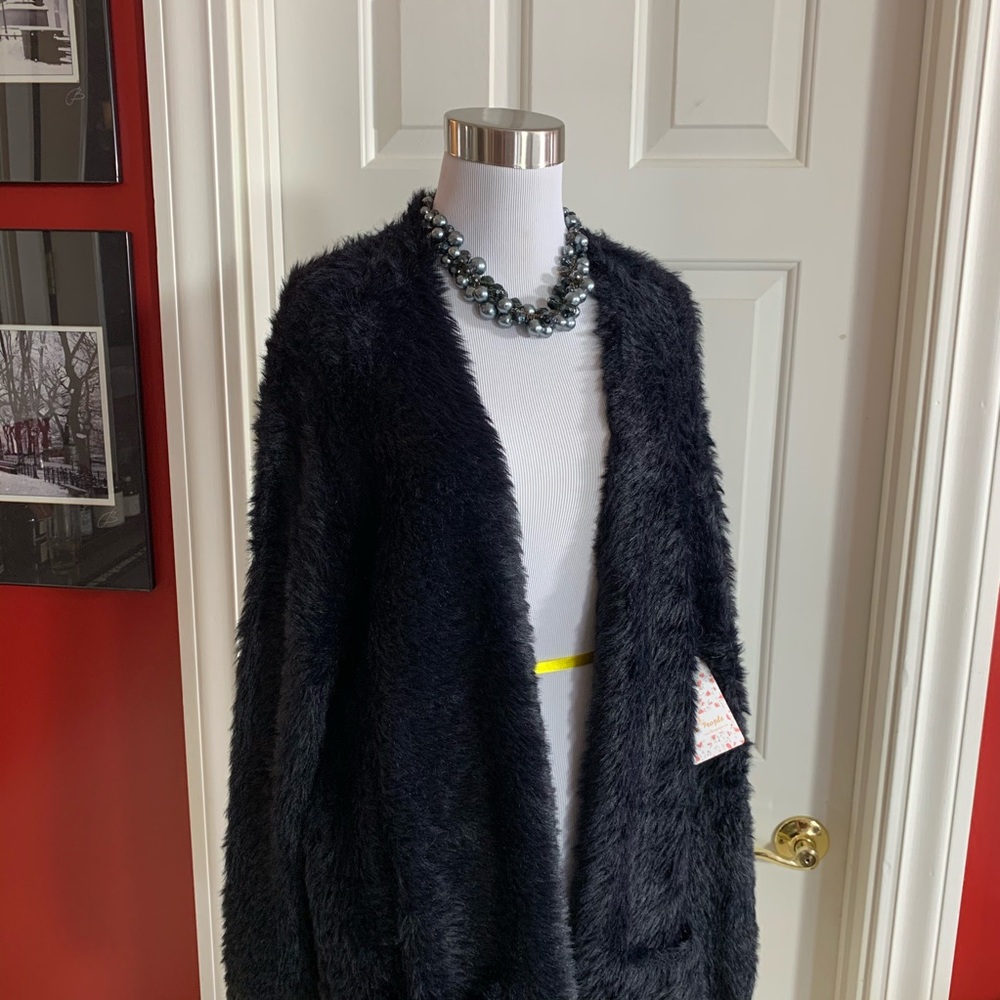 FREE PEOPLE  Faux Fur Cardigan! NWT! - Picture 3 of 8